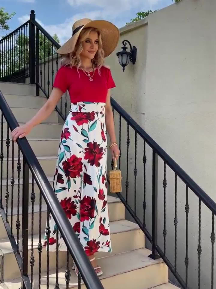 VanBruggen™ | Elegante maxi jurk met bloemenprint en split
