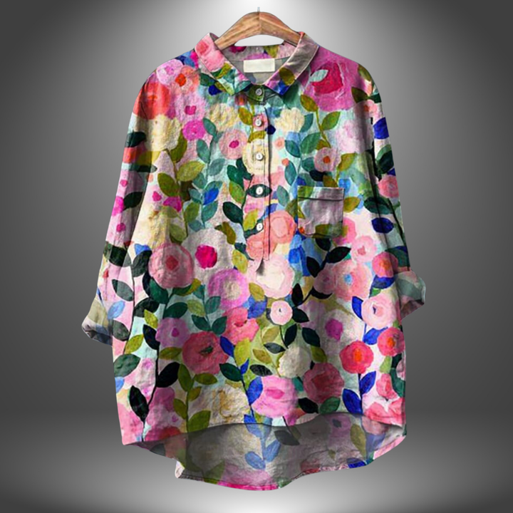 VanBruggen™ | Handgemaakte blouse met bloemem