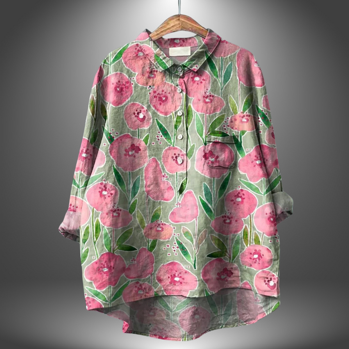 VanBruggen™ | Handgemaakte damesblouse met bloemenprint.