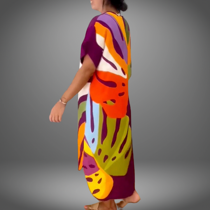 VanBruggen™ | Casual jurk met kleurrijke bladerenprint