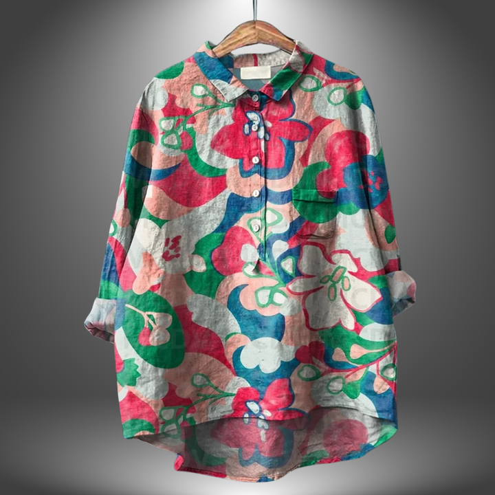 VanBruggen™ | Handgemaakte damesblouse met bloemenprint.
