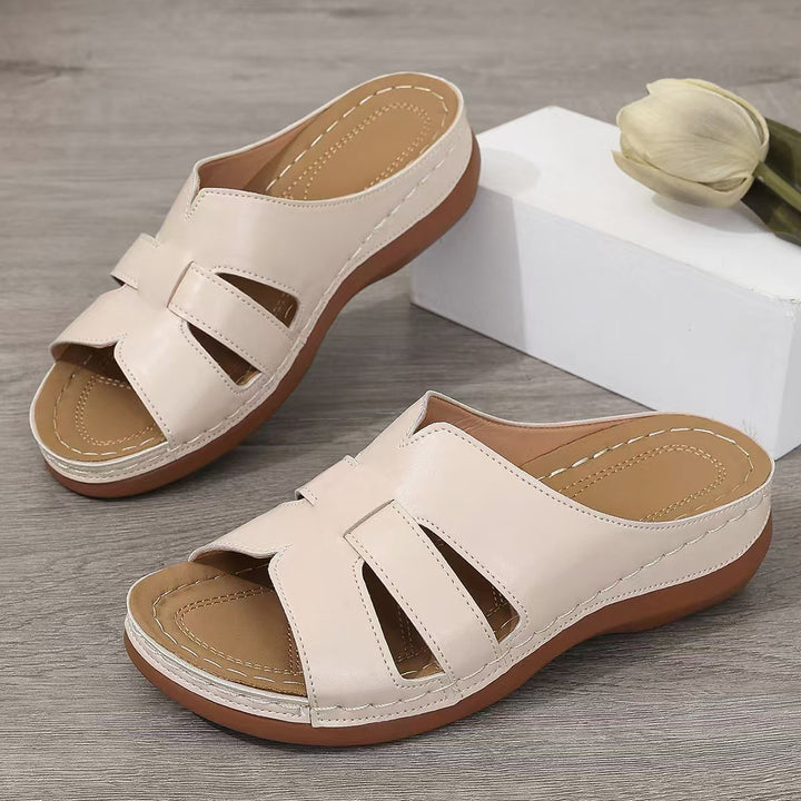 VanBruggen™ | Dames leren orthopedische slippers met open teen