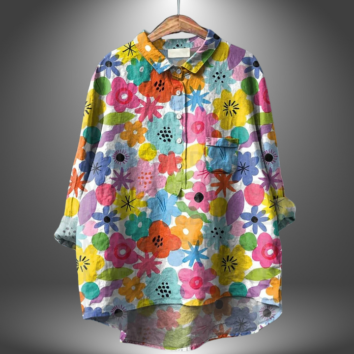 VanBruggen™ | Handgemaakte damesblouse met bloemenprint.