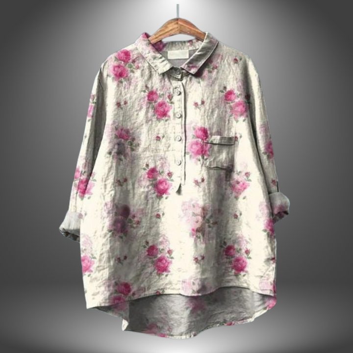 VanBruggen™ | Handgemaakte blouse met bloemem