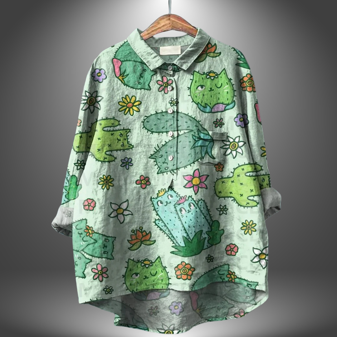 VanBruggen™ | Handgemaakte damesblouse met bloemenprint.