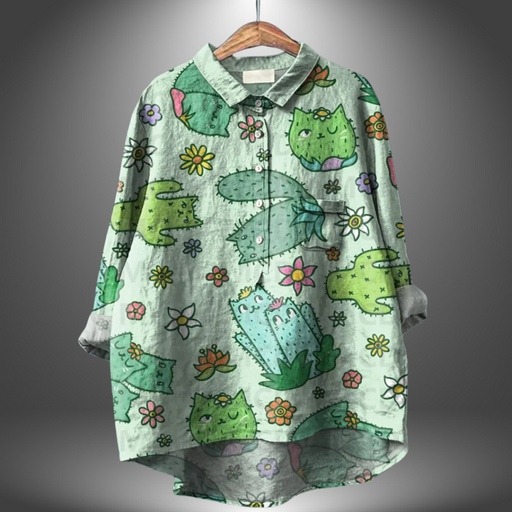 VanBruggen™ | Handgemaakte damesblouse met bloemenprint.