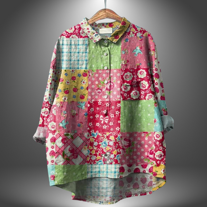 VanBruggen™ | Handgemaakte damesblouse met bloemenprint.