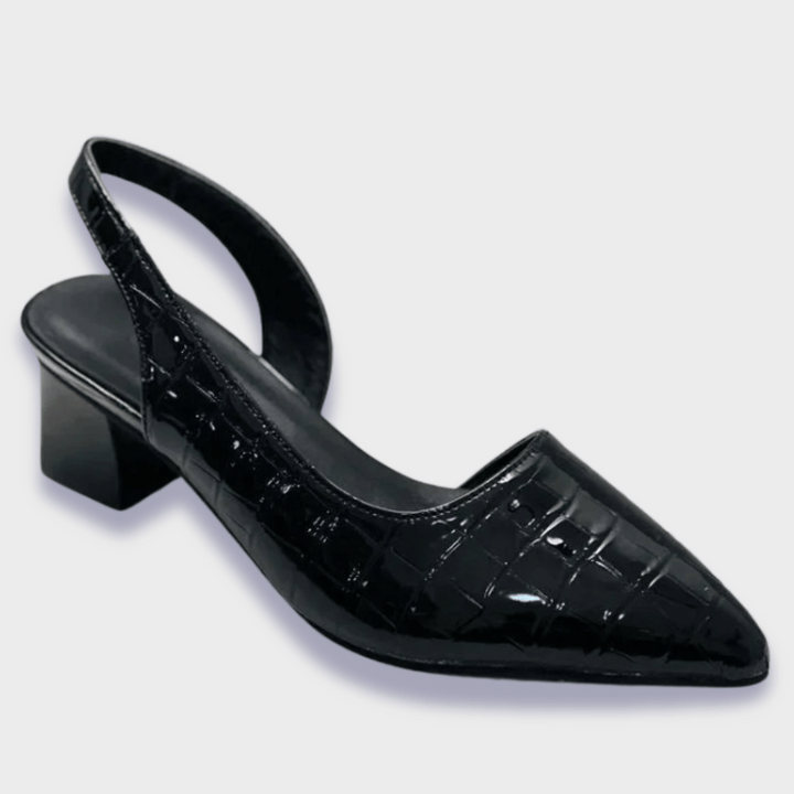 VanBruggen™ | Leren hak­schoenen met slangenleerlook