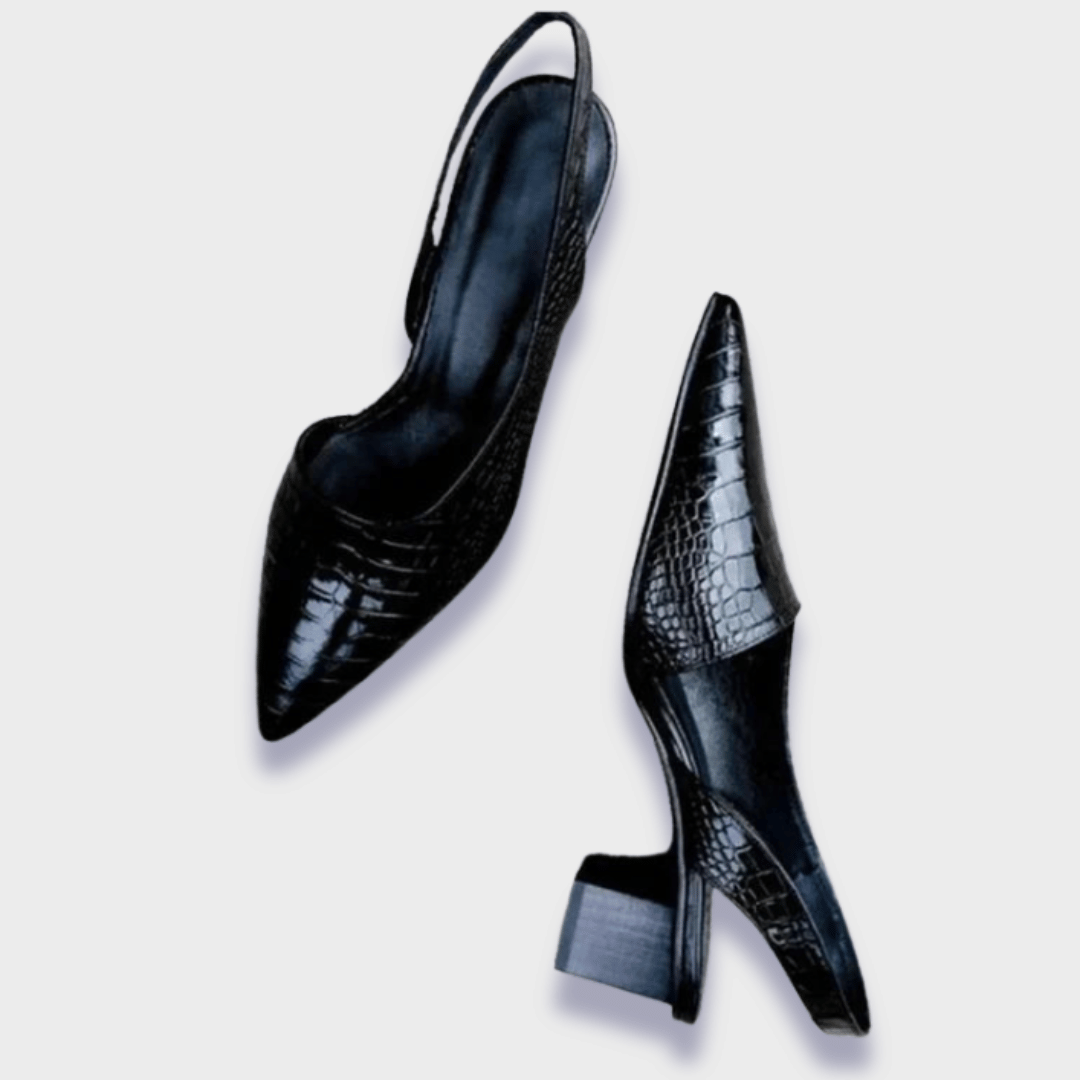 VanBruggen™ | Leren hak­schoenen met slangenleerlook