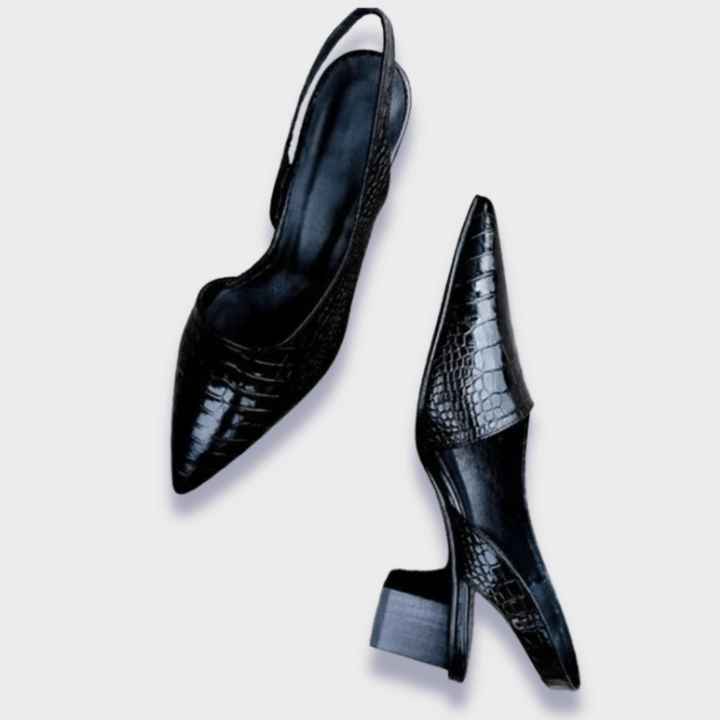 VanBruggen™ | Leren hak­schoenen met slangenleerlook