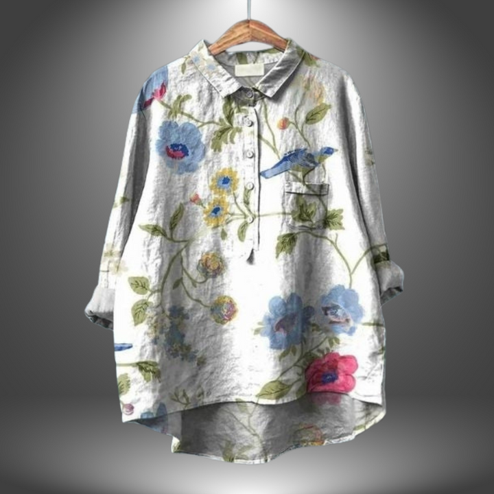 VanBruggen™ | Handgemaakte blouse met bloemem