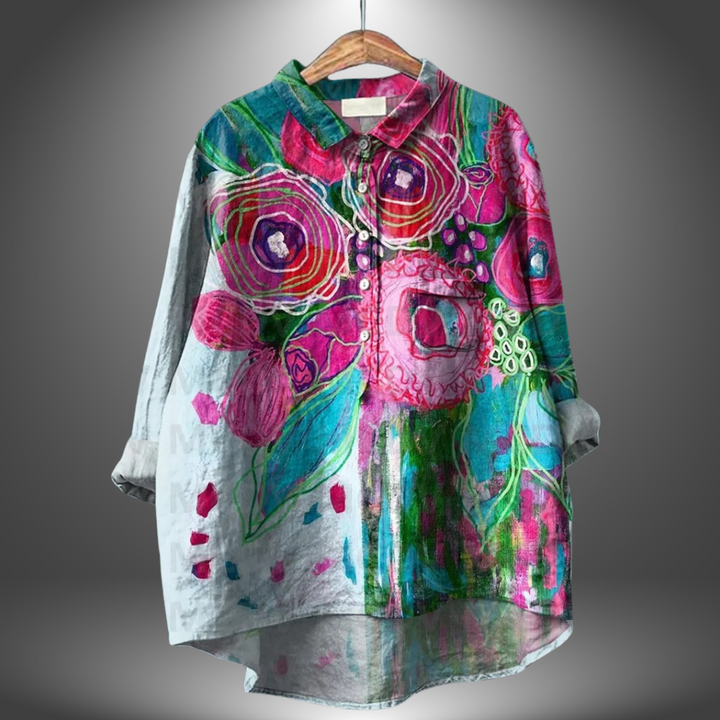 VanBruggen™ | Handgemaakte damesblouse met bloemenprint.