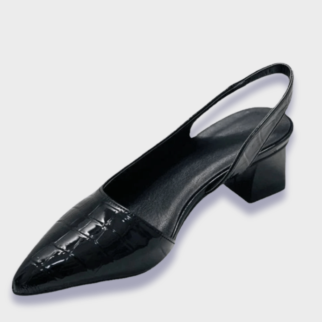 VanBruggen™ | Leren hak­schoenen met slangenleerlook