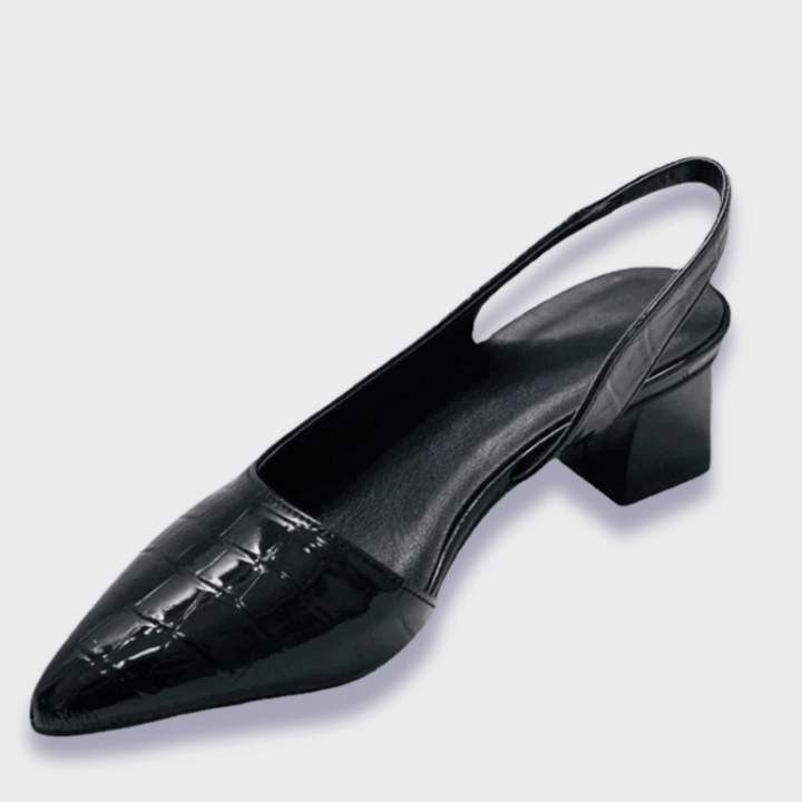 VanBruggen™ | Leren hak­schoenen met slangenleerlook