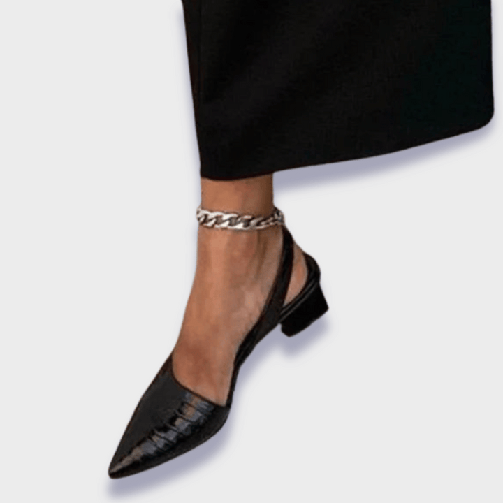 VanBruggen™ | Leren hak­schoenen met slangenleerlook