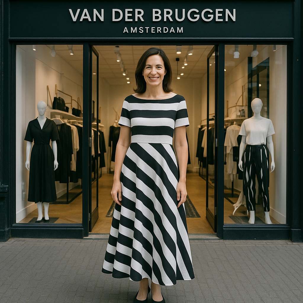 VanBruggen™ | Handgemaakte jurk met strepen