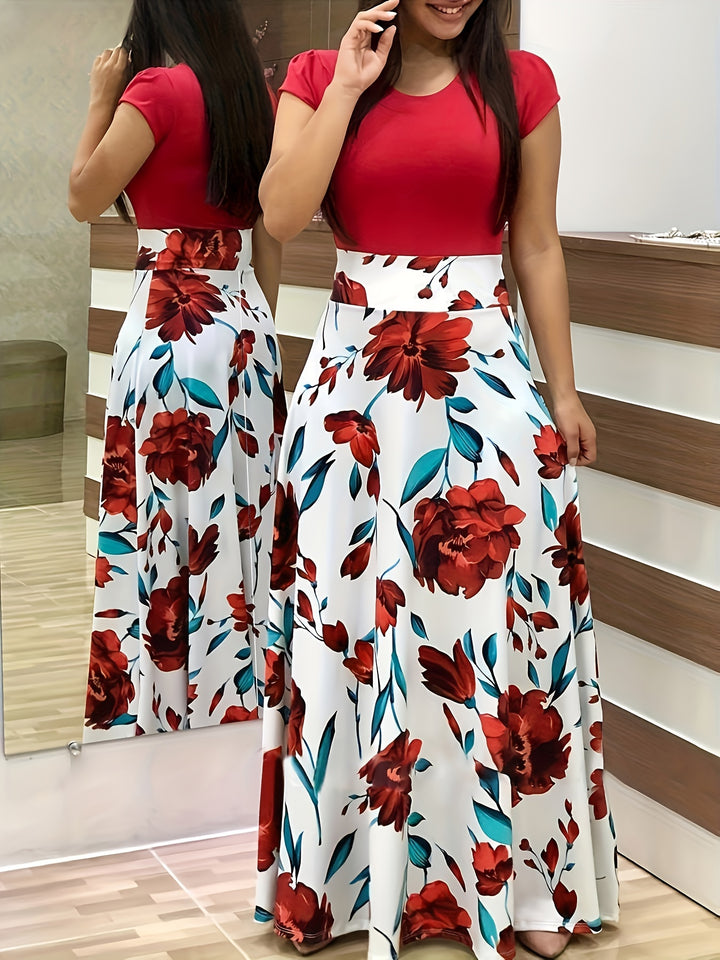 VanBruggen™ | Elegante maxi jurk met bloemenprint en split