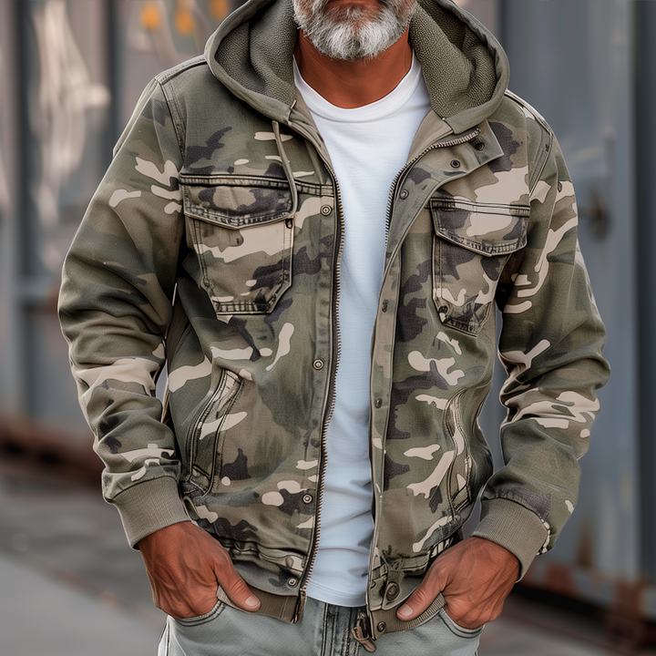 VanBruggen™ | Camouflage cargojack voor heren - Met capuchon en meerdere zakken
