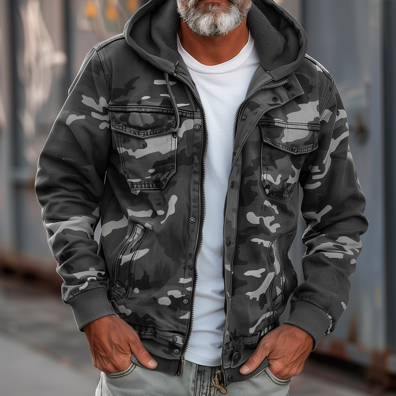 VanBruggen™ | Camouflage cargojack voor heren - Met capuchon en meerdere zakken