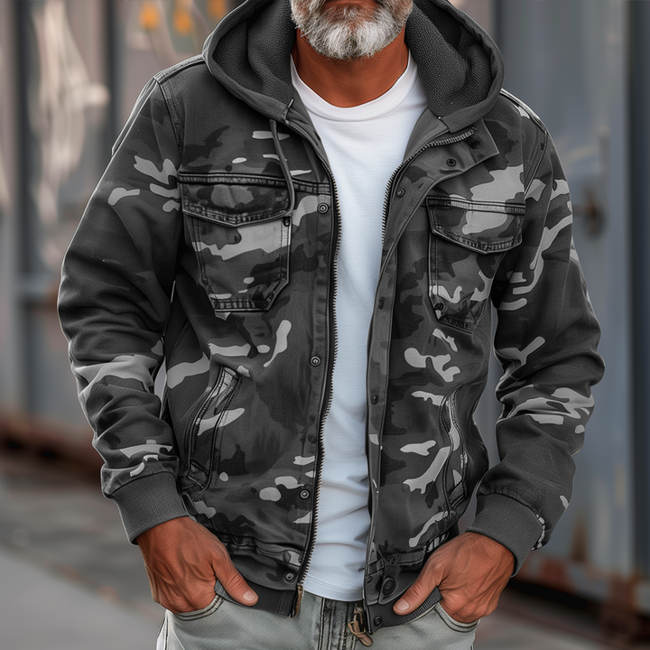 VanBruggen™ | Camouflage cargojack voor heren - Met capuchon en meerdere zakken