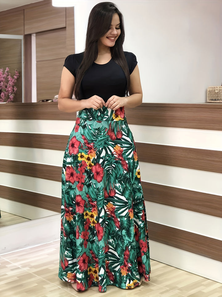 VanBruggen™ | Elegante maxi jurk met bloemenprint en split