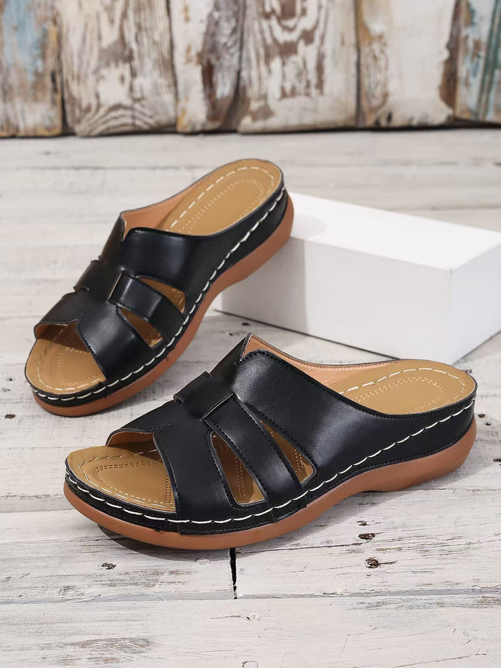 VanBruggen™ | Dames leren orthopedische slippers met open teen