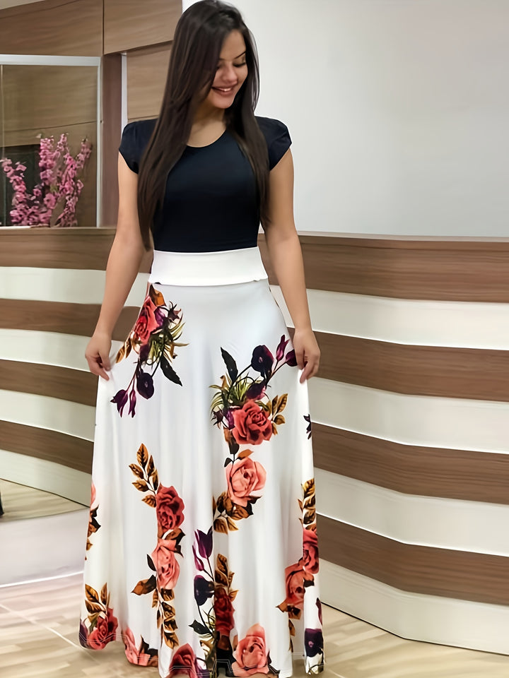 VanBruggen™ | Elegante maxi jurk met bloemenprint en split