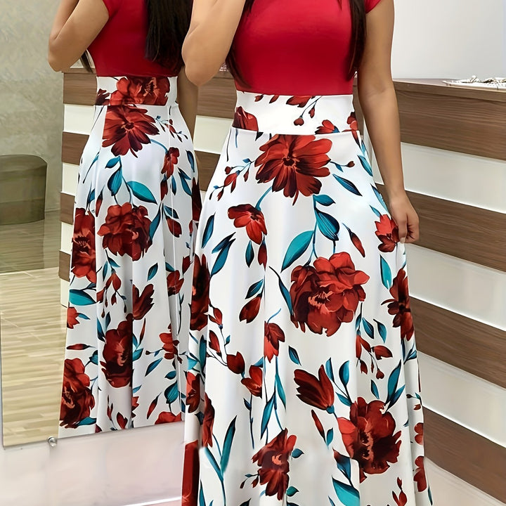 VanBruggen™ | Elegante maxi jurk met bloemenprint en split