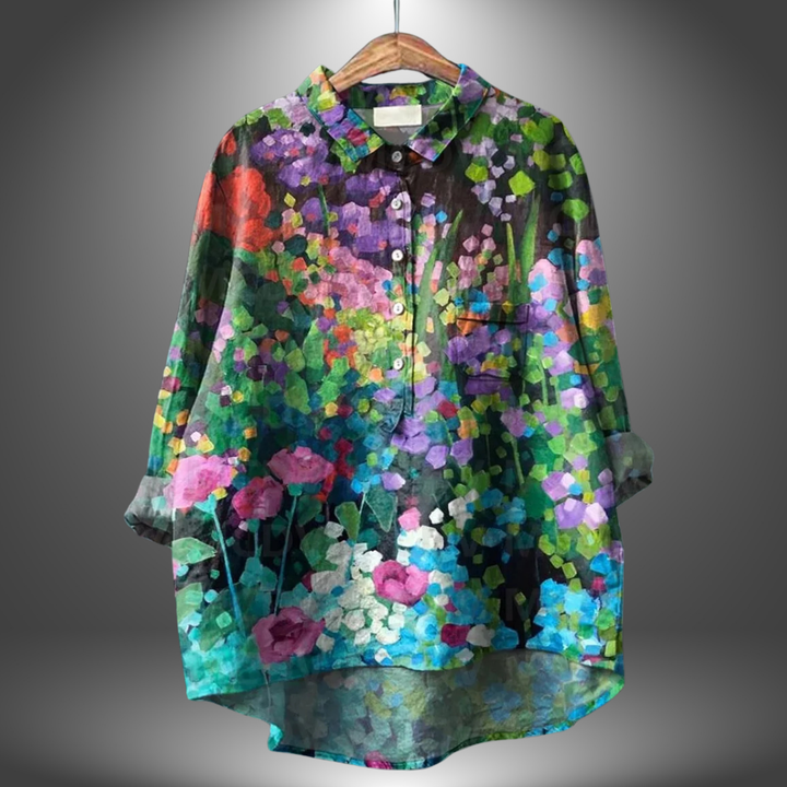 VanBruggen™ | Handgemaakte damesblouse met bloemenprint.