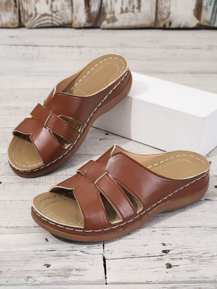 VanBruggen™ | Dames leren orthopedische slippers met open teen