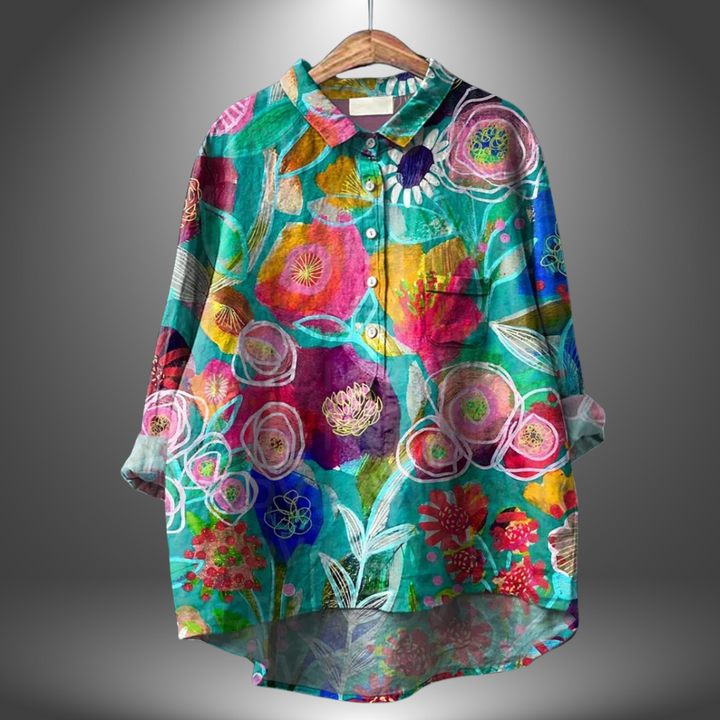 VanBruggen™ | Handgemaakte damesblouse met bloemenprint.