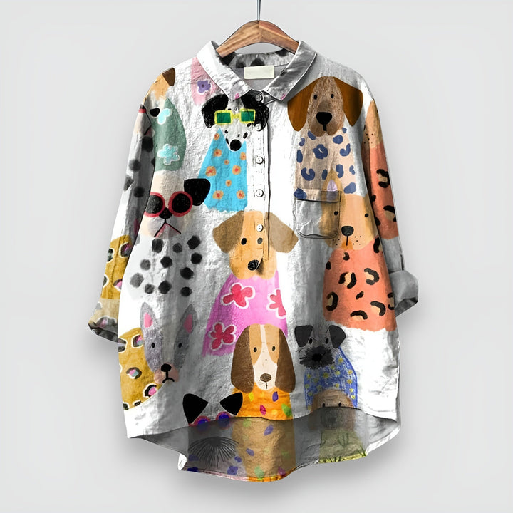 VanBruggen™ | Damesblouse met hondenprint