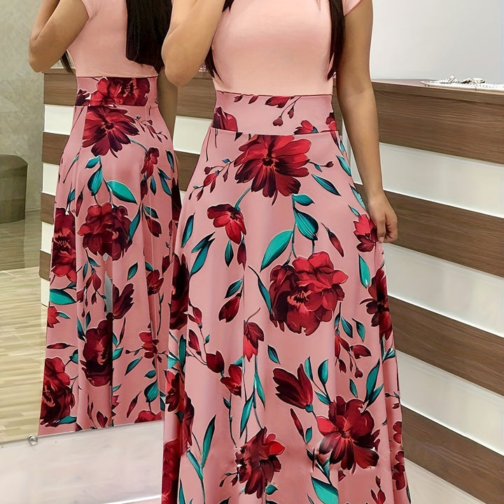 VanBruggen™ | Elegante maxi jurk met bloemenprint en split