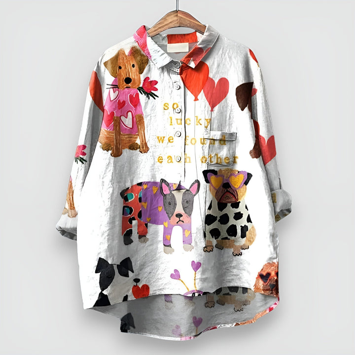 VanBruggen™ | Damesblouse met hondenprint