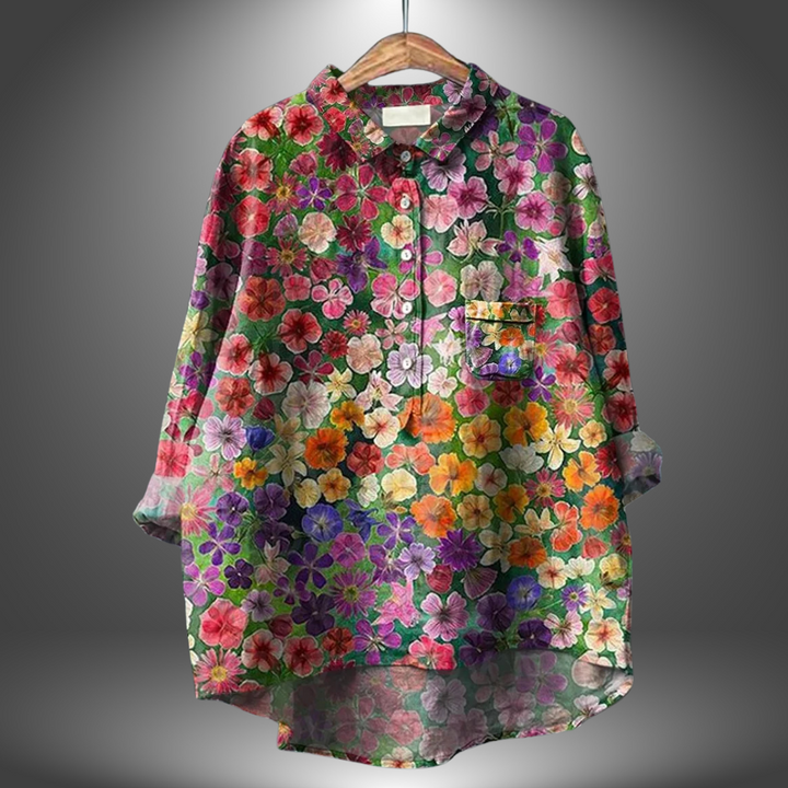 VanBruggen™ | Handgemaakte damesblouse met bloemenprint.
