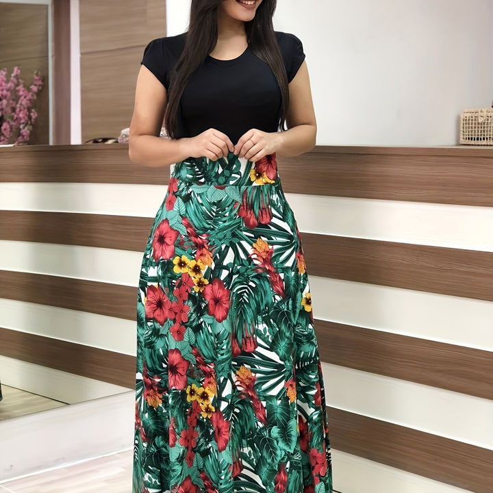 VanBruggen™ | Elegante maxi jurk met bloemenprint en split