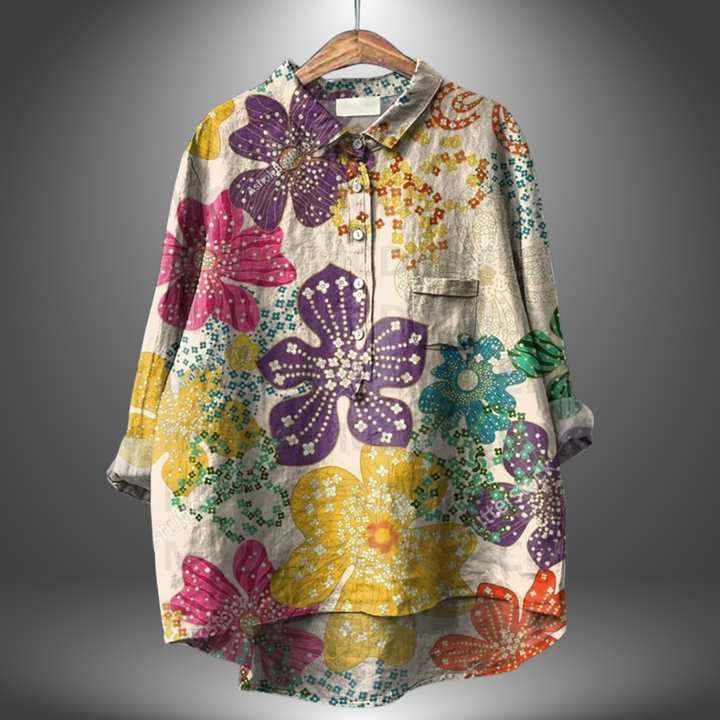 VanBruggen™ | Handgemaakte damesblouse met bloemenprint.