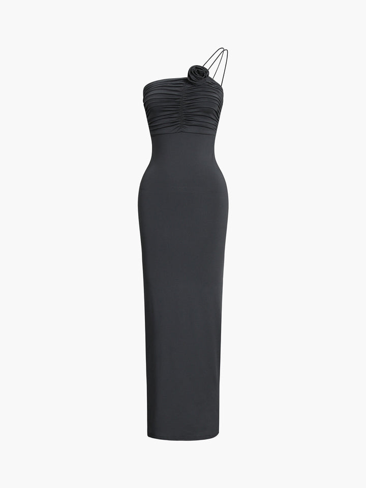VanBruggen™ | Off Shoulder Rozen Decor Midi Jurk met Ruches