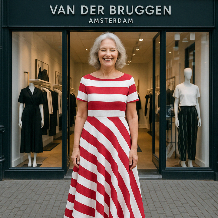 VanBruggen™ | Handgemaakte jurk met strepen