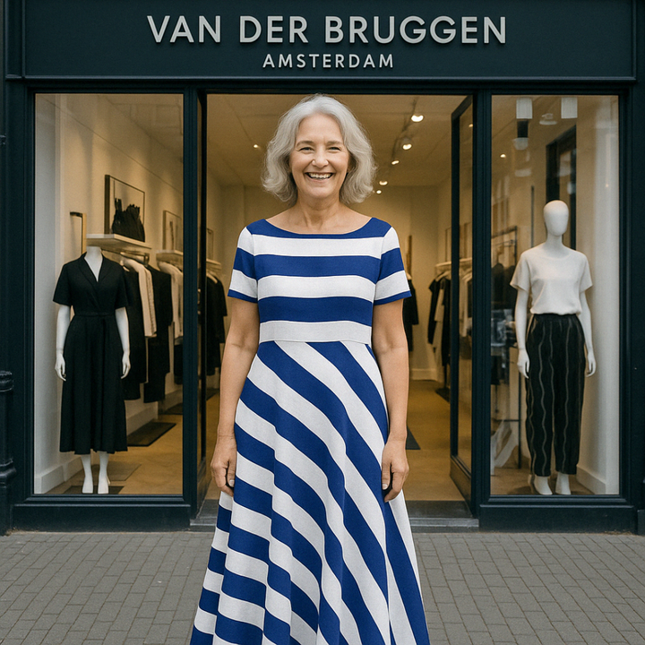 VanBruggen™ | Handgemaakte jurk met strepen