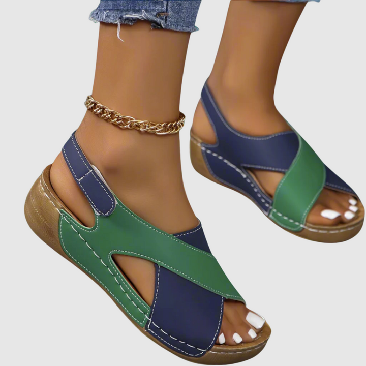 VanBruggen™ | Tweekleurige leren sandalen
