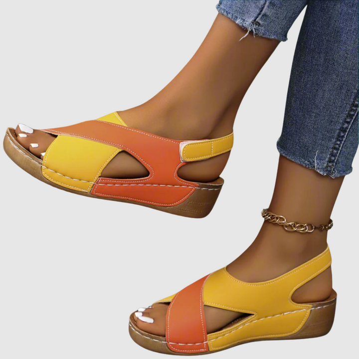 VanBruggen™ | Tweekleurige leren sandalen