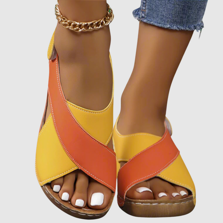 VanBruggen™ | Tweekleurige leren sandalen