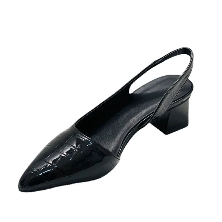 VanBruggen™ | Leren hak­schoenen met slangenleerlook