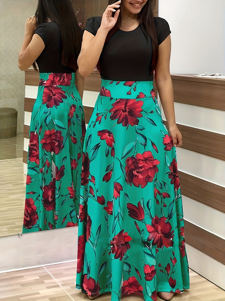 VanBruggen™ | Elegante maxi jurk met bloemenprint en split