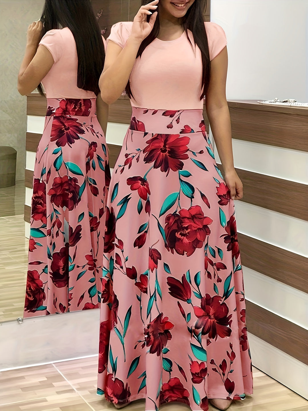 VanBruggen™ | Elegante maxi jurk met bloemenprint en split