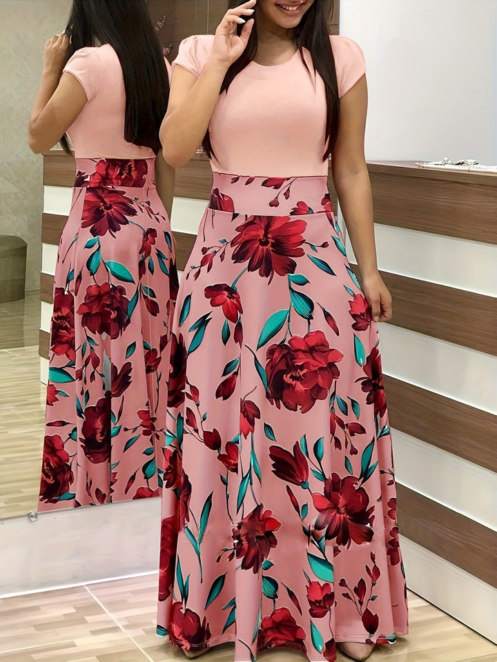 VanBruggen™ | Elegante maxi jurk met bloemenprint en split