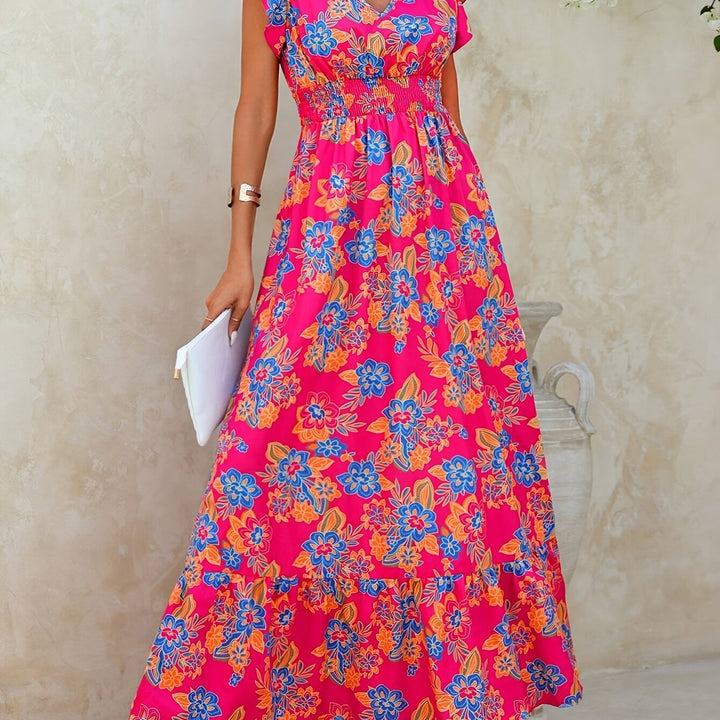 VanBruggen™ | Dames maxi jurk met levendige bloemenprint en elegante A-lijn