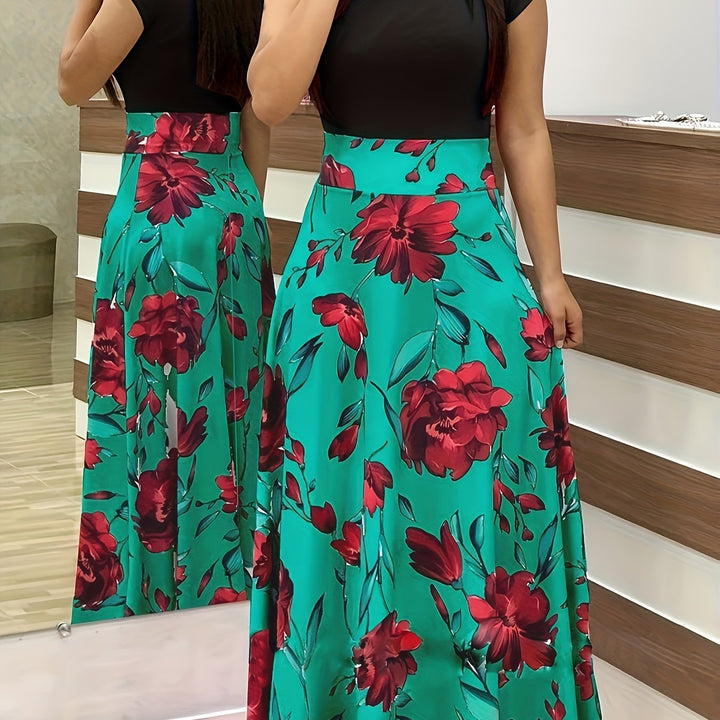 VanBruggen™ | Elegante maxi jurk met bloemenprint en split