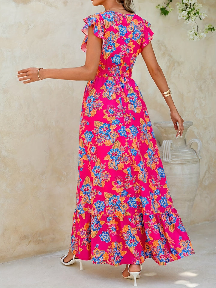 VanBruggen™ | Dames maxi jurk met levendige bloemenprint en elegante A-lijn